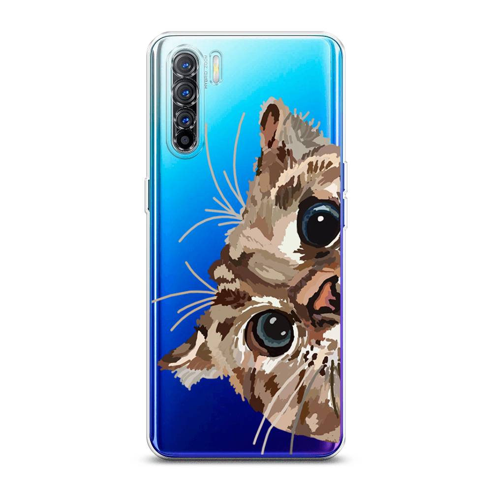 

Чехол на Oppo A91 "Любопытный кот", Коричневый;синий;черный, 252450-1