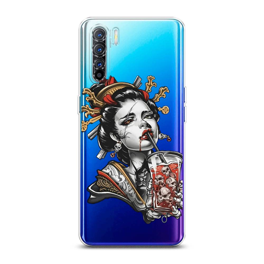 

Чехол на Oppo A91 "Опасная гейша", Красный;черный;серый, 252450-4