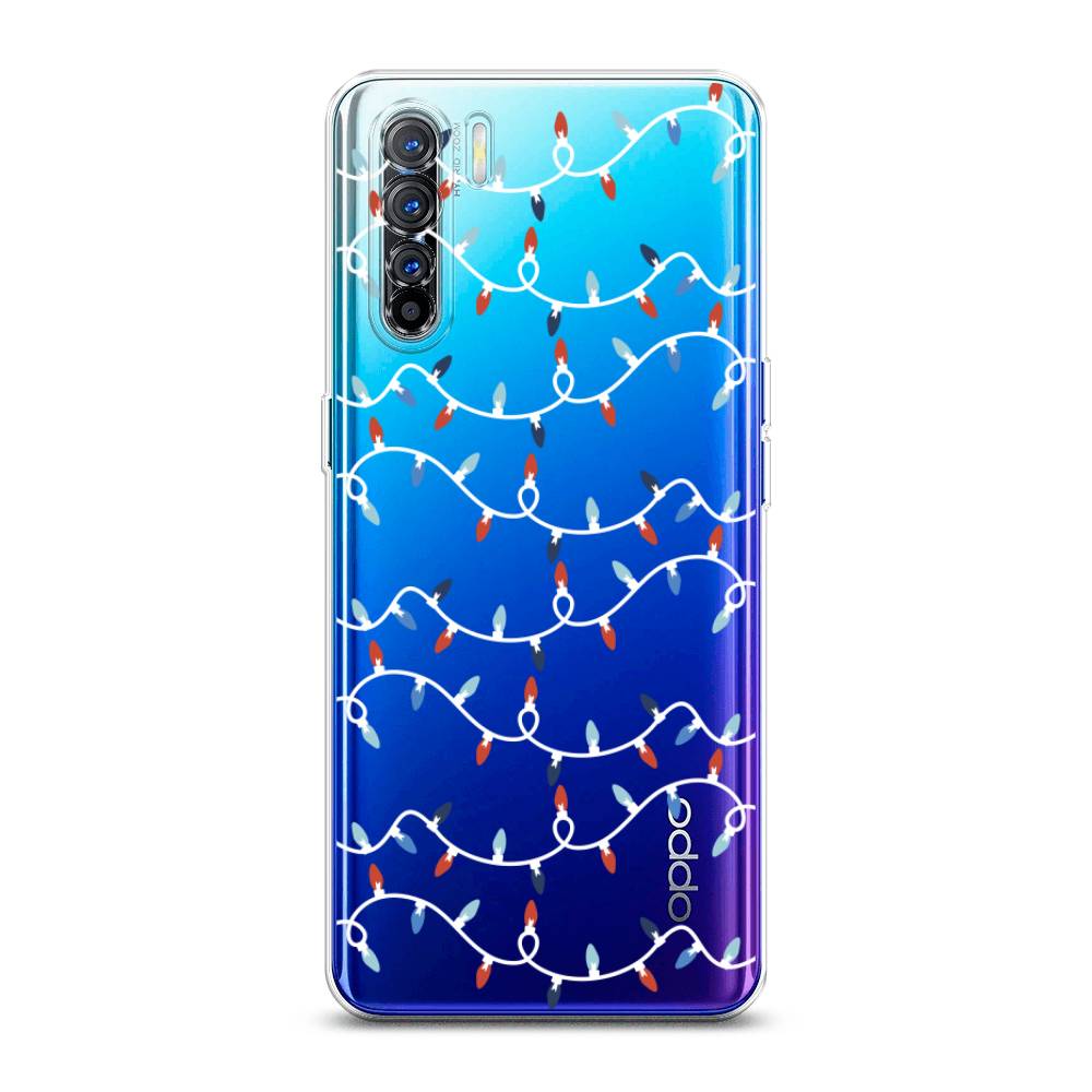

Чехол на Oppo A91 "Разноцветная гирлянда", Белый;красный;синий, 252450-5