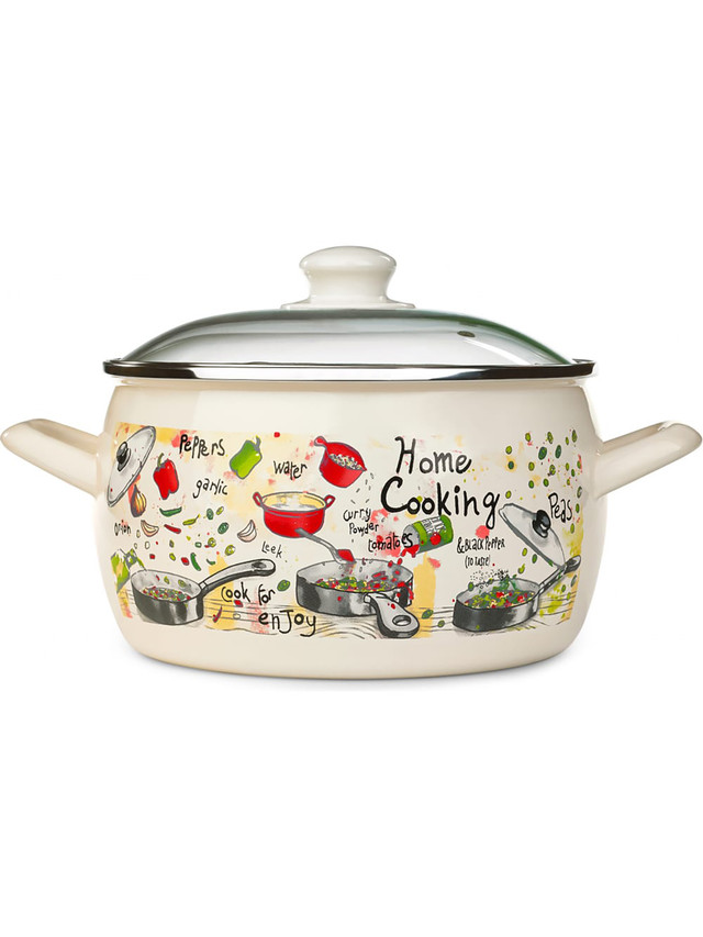 

Кастрюля эмалированная с крышкой Гурман METROT 2,4л 7253, Бежевый