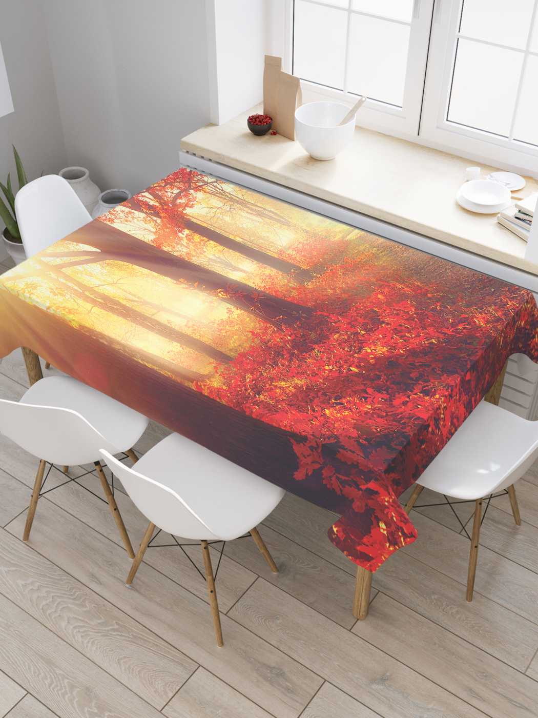 

Скатерть прямоугольная JoyArty "Туманная тропинка" из оксфорда, 180x145 см, Красный, Туманная тропинка