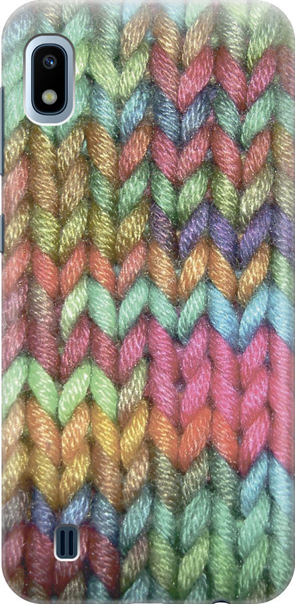 

Силиконовый чехол на Samsung Galaxy A10 с принтом "Разноцветная вязка", Голубой;зеленый, 2840