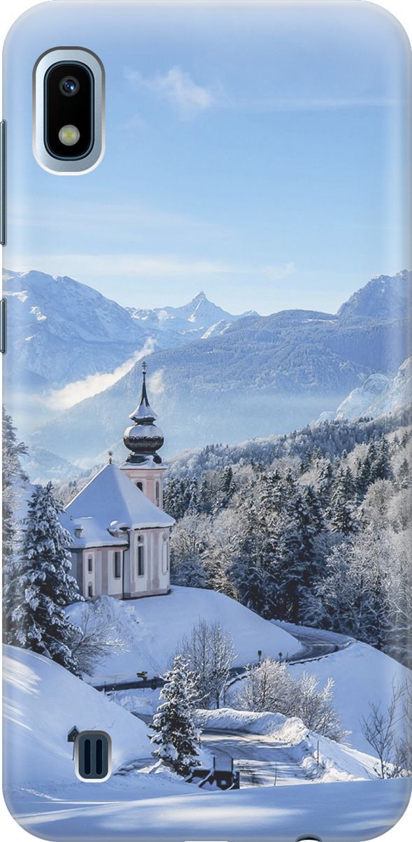 

Силиконовый чехол на Samsung Galaxy A10 с принтом "Заснеженные горы", Голубой;синий, 2840