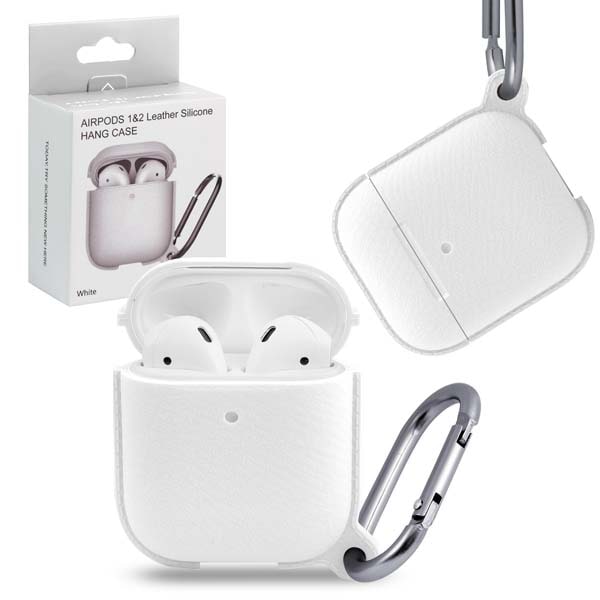 фото Чехол airpods 1/2 leather silicone white nobrand