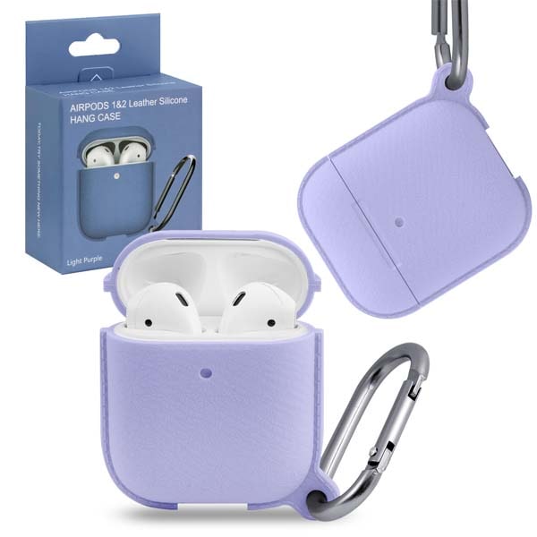 фото Чехол airpods 1/2 leather silicone light purple nobrand