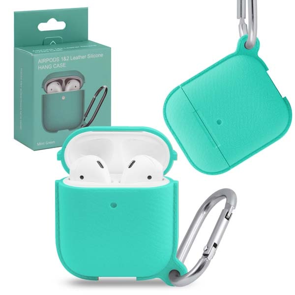 фото Чехол airpods 1/2 leather silicone mint green nobrand