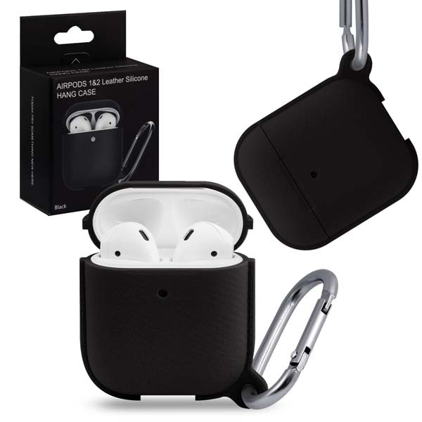 фото Чехол airpods 1/2 leather silicone black nobrand