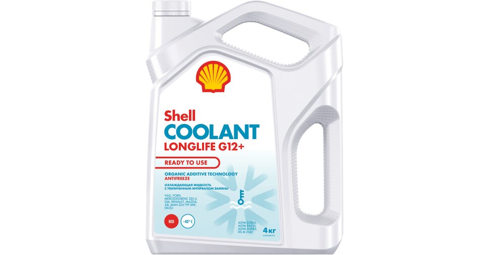 фото Антифриз сооlаnt lоnglifе g12 4л ( готовый красный) shell 550062668