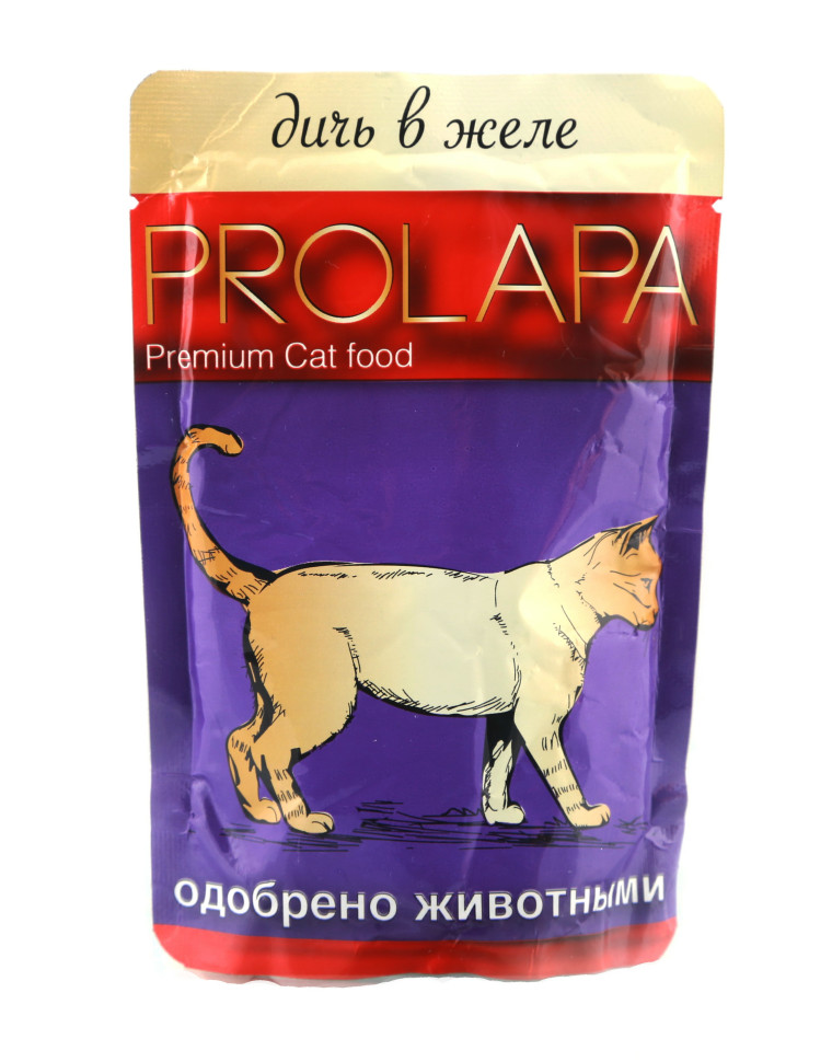 фото Влажный корм для взрослых кошек prolapa premium с дичью в желе, в паучах - 100 г х 12 шт