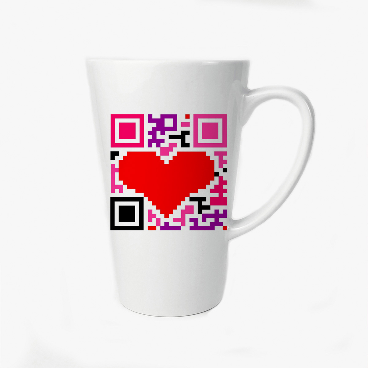 

Большая конусная кружка CoolPodarok Сердце QR