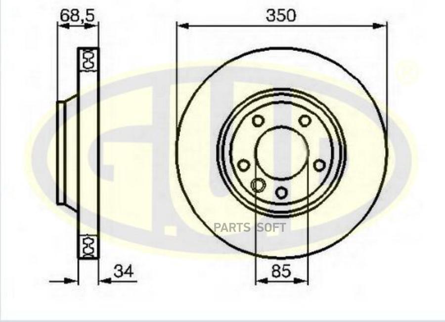 Диск торм audi q7/prs cayenne/vw touareg 02- пер вент r (d=350x34mm)