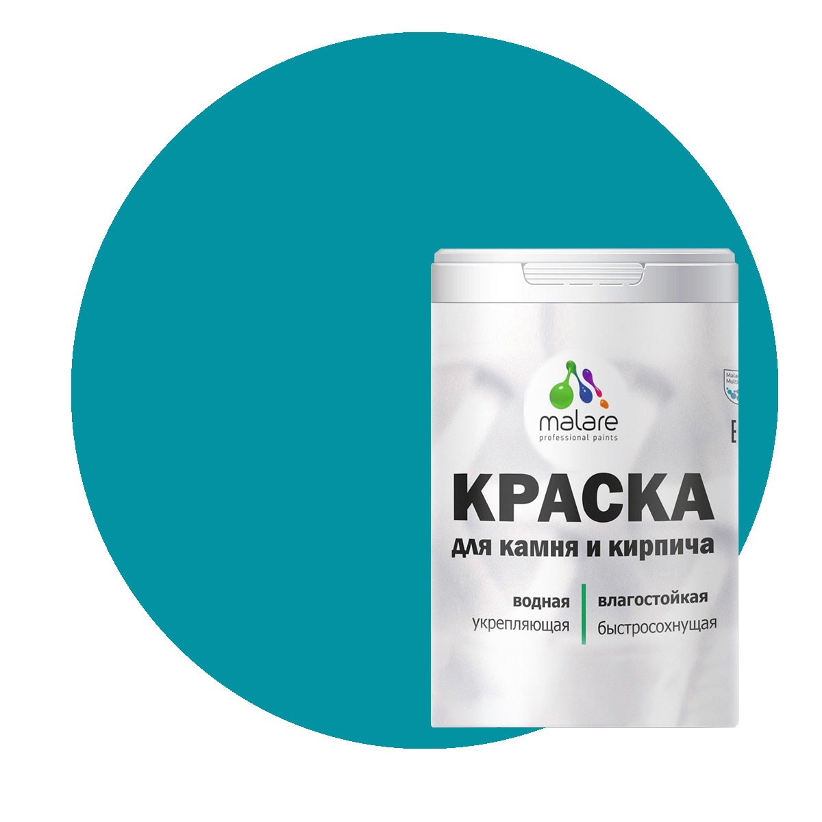 

Краска Malare Professional для камня и кирпича, матовая, тиффани, (2.7л - 3.9кг), Зеленый, Malare-21