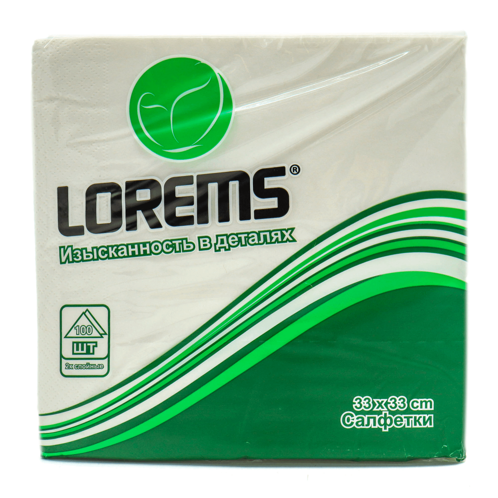 

Салфетки бумажные Lorems двухслойные белые с золотой окантовкой 33 x 33 см 100 шт