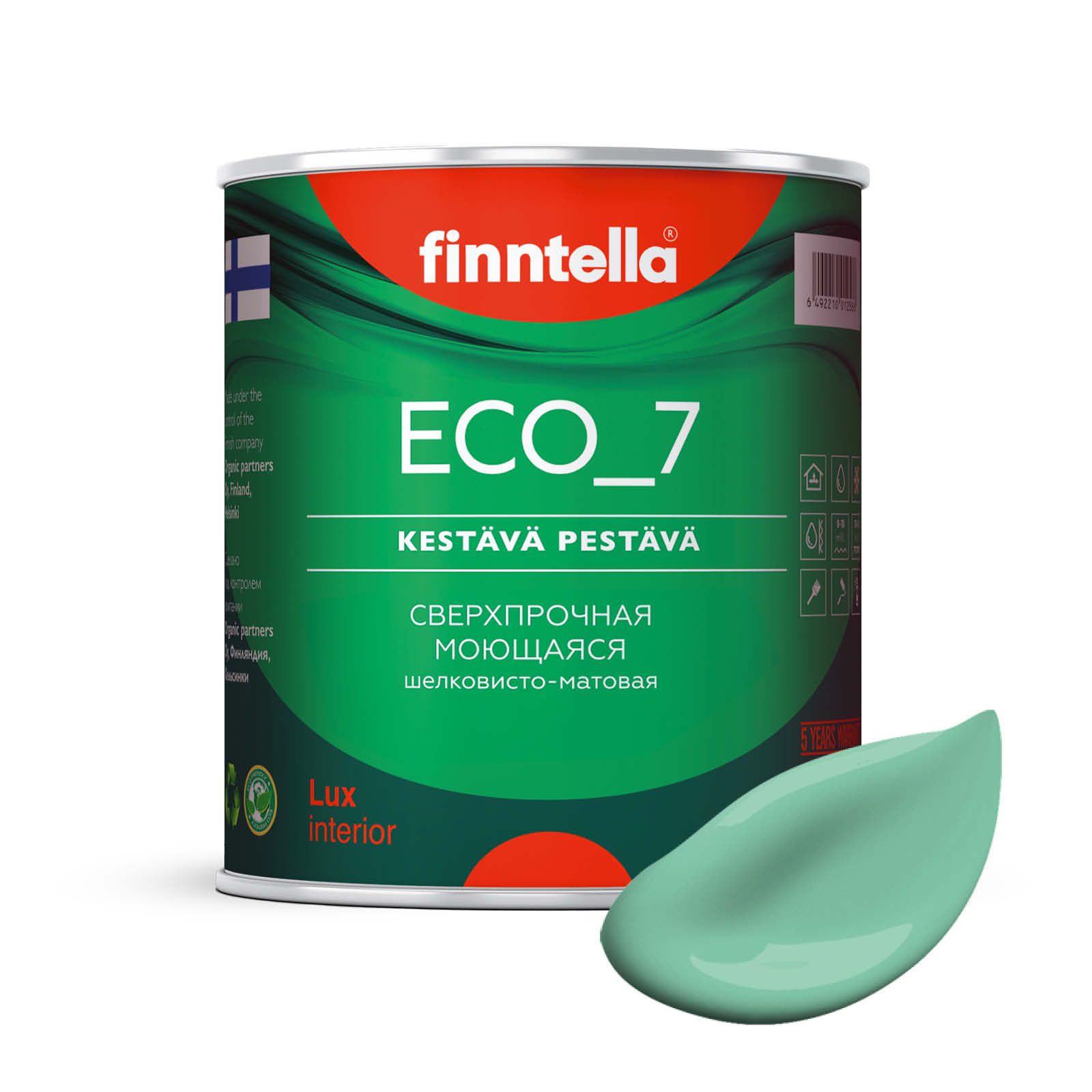 

Высокостойкая интерьерная краска FINNTELLA ECO_7 с оптическим эффеком EggShell. Усилена по, Зеленый, интерьерная ECO_7 EggShell с защитой от пятен и царапин