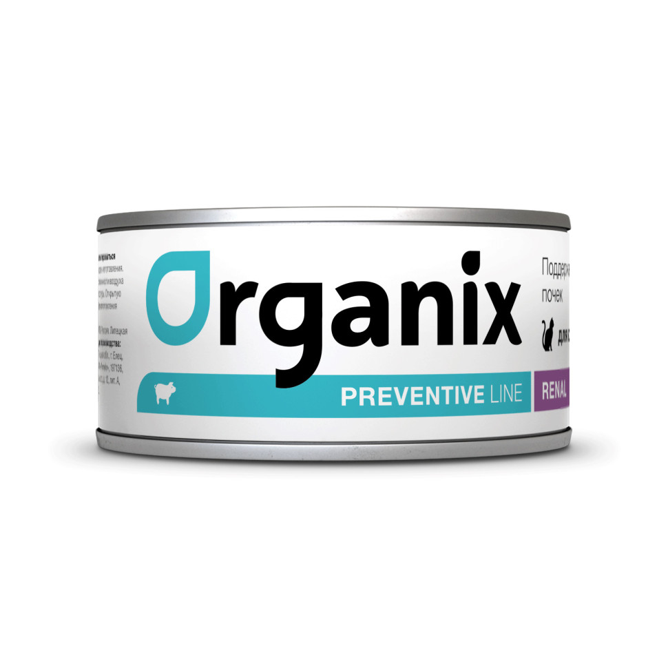 

Консервы для кошек Organix Preventive Line со свининой, для почек, 24шт по 100г