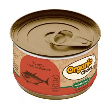 

Влажный корм для кошек Organic Сhoice Low Grain тунец в рыбном бульоне - 70 г х 24 шт