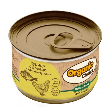 

Влажный корм для кошек Organic Сhoice Low Grain курица с дорадо в бульоне - 70 г х 24 шт