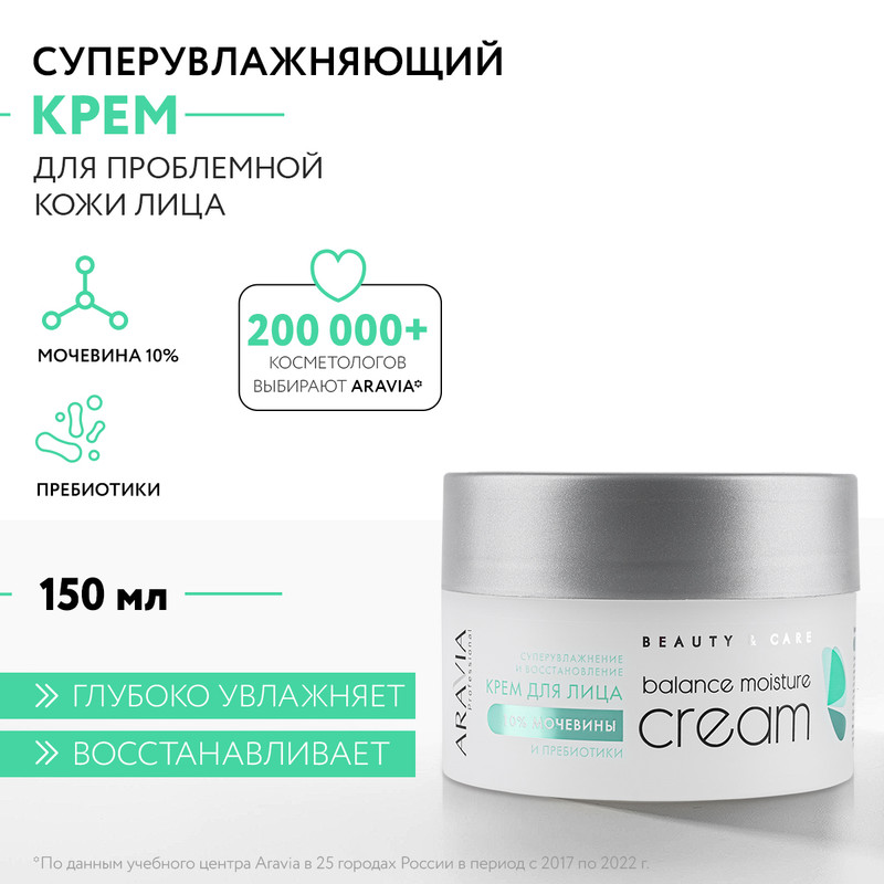 Крем для лица ARAVIA Professional Balance Moisture с мочевиной 10% и пребиотиками 150 мл