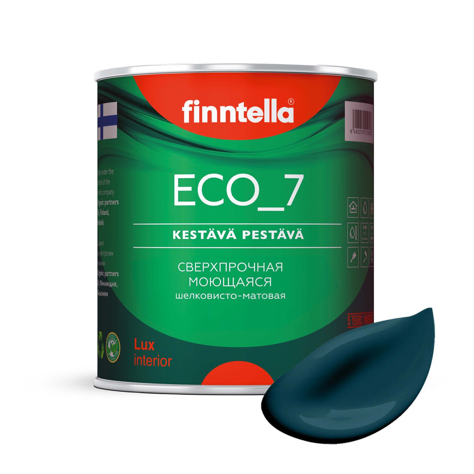 

Высокостойкая интерьерная краска FINNTELLA ECO_7 с оптическим эффеком EggShell. Усилена по, Зеленый, интерьерная ECO_7 EggShell с защитой от пятен и царапин