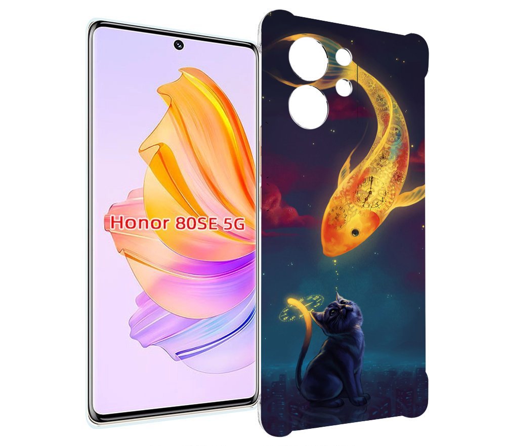 

Чехол MyPads золотая-рыбка-часовая для Honor 80 SE, Прозрачный, Tocco