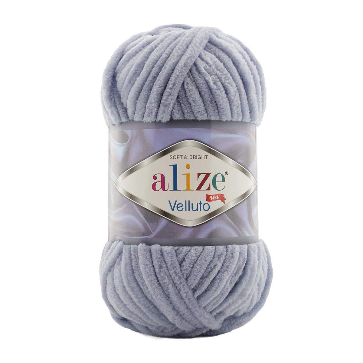 

Пряжа Alize "Velluto", 100г, 68м (100% микрополиэстер) 87 мышонок, Серый, Velluto