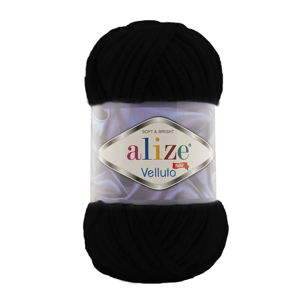 

Пряжа Alize "Velluto", 100г, 68м (100% микрополиэстер) 60 чёрный, Черный, Velluto
