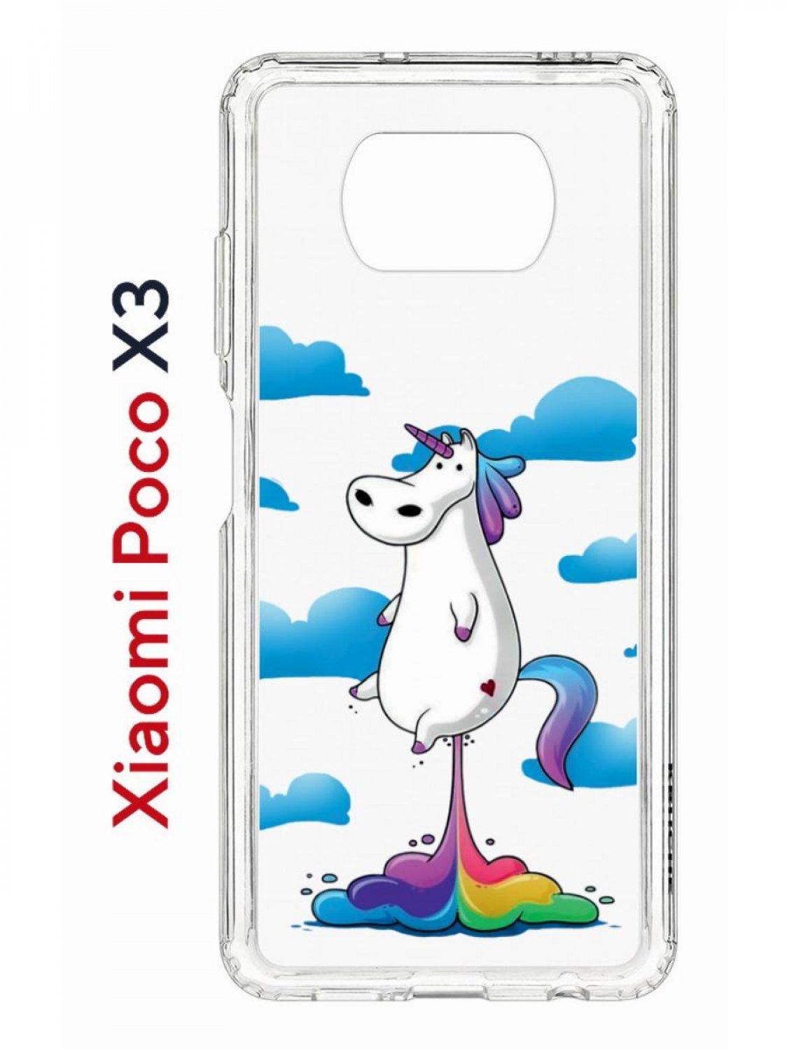 фото Чехол на xiaomi poco x3/x3 pro kruche print flying unicorn,противоударный бампер с принтом кruче