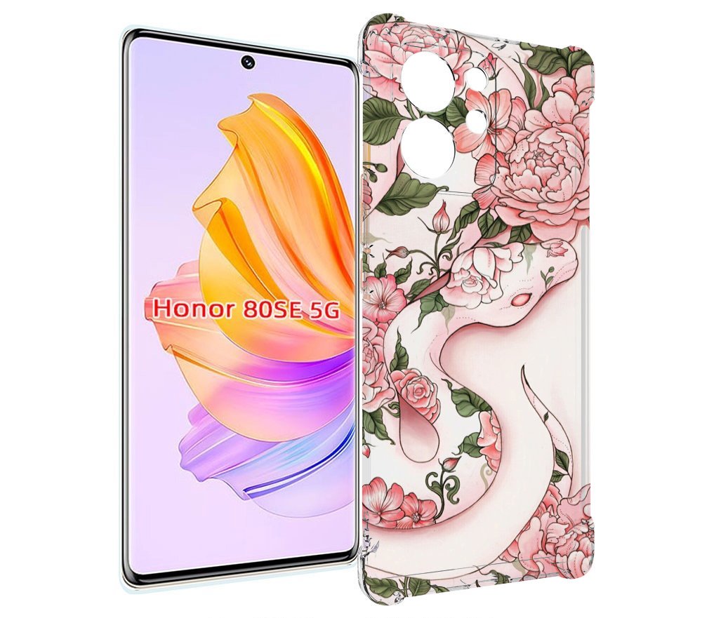 

Чехол MyPads змея-в-розовых-цветах женский для Honor 80 SE, Прозрачный, Tocco