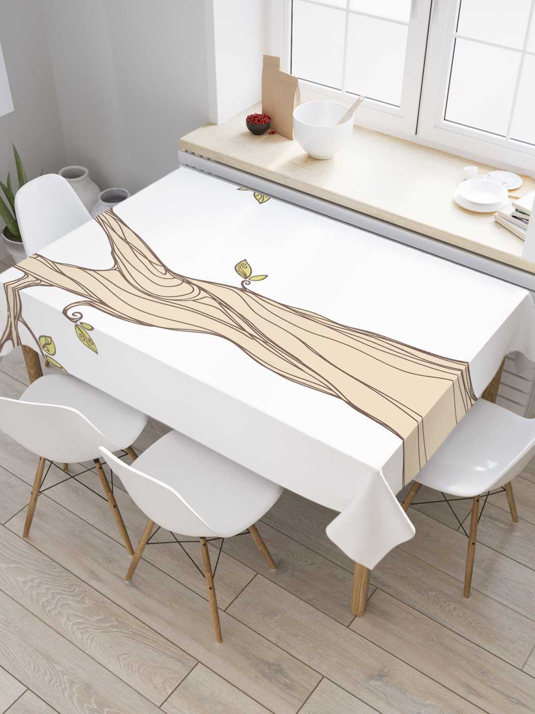 

Скатерть прямоугольная JoyArty "Яблоко просветления" из оксфорда, 180x145 см, Белый, Яблоко просветления