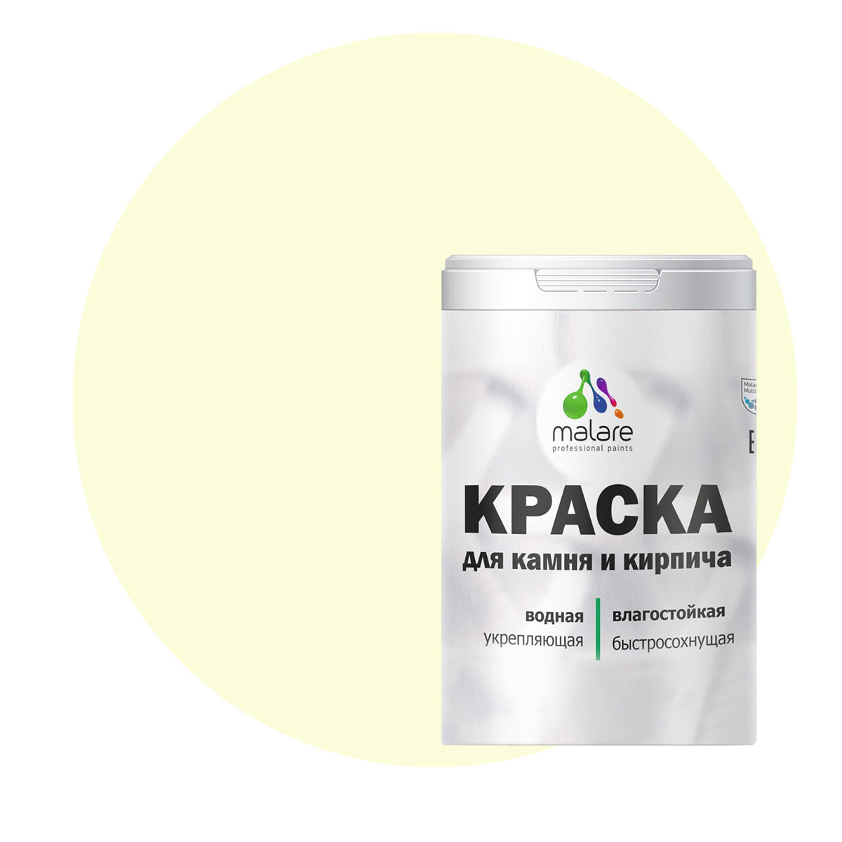 

Краска Malare Professional для камня и кирпича, матовая, слоновая кость, (2.7л - 3,9кг)., Malare-21