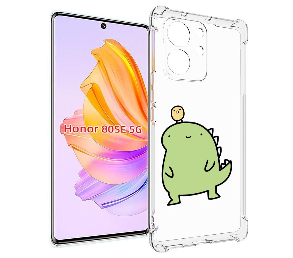 

Чехол MyPads зеленый-динозаврик детский для Honor 80 SE, Прозрачный, Tocco