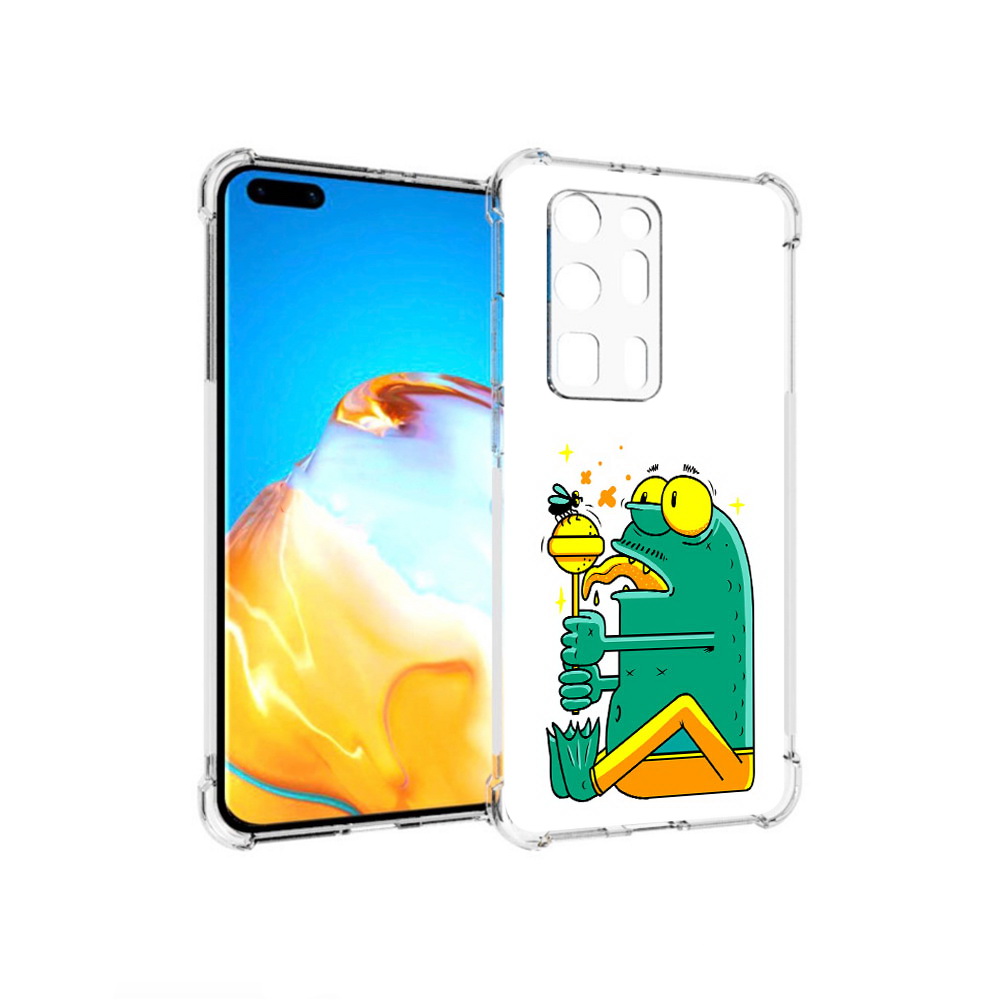 

Чехол MyPads Tocco для Huawei P40 Pro+ Зеленая лягушка с чупа чупсом, Прозрачный, Tocco