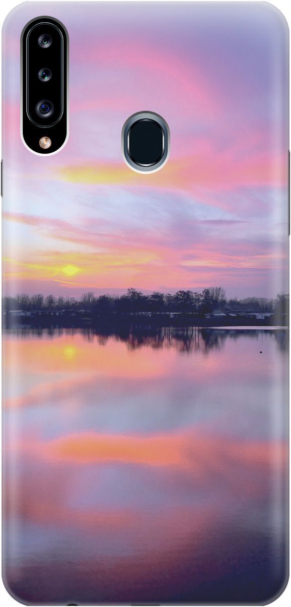 

Силиконовый чехол на Samsung Galaxy A20s с принтом "Зарево над рекой", Голубой;фиолетовый, 2291