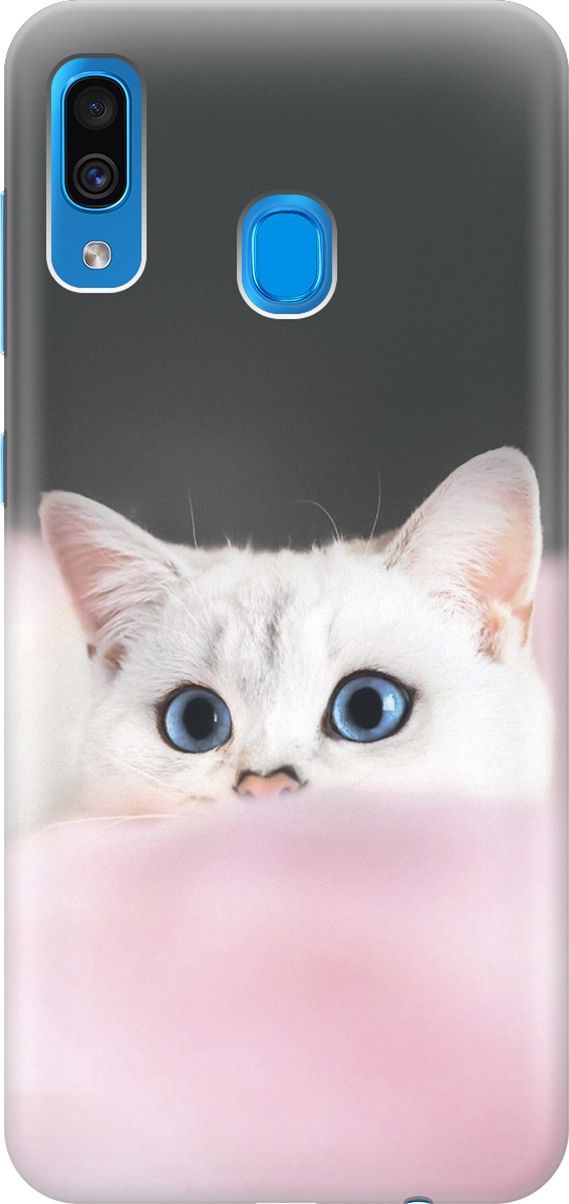 

Чехол на Samsung Galaxy A20/A30 с принтом "Кот на розовом пледе", Белый;розовый, 2290