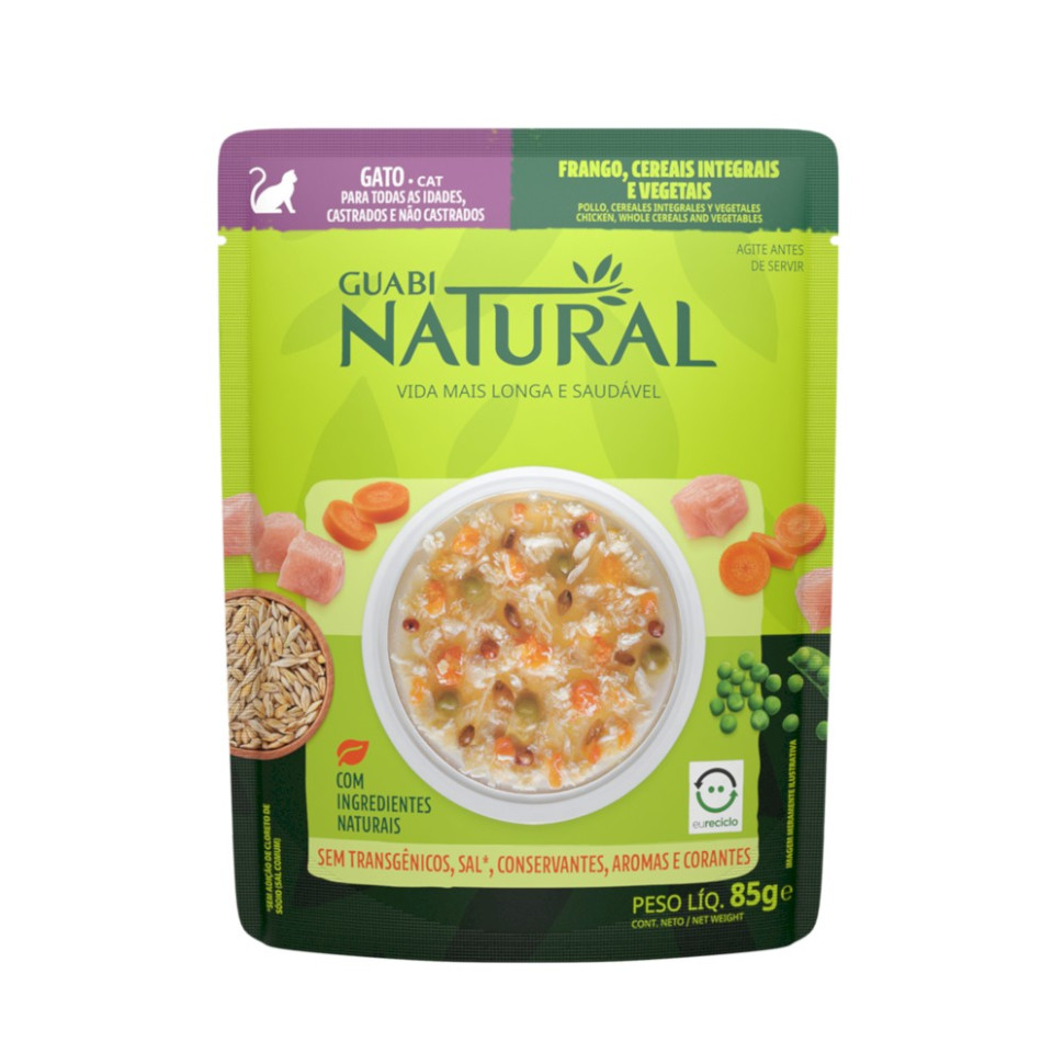 Влажный корм для кошек Guabi Natural Cat курица, злаки и овощи, 18шт по 85г