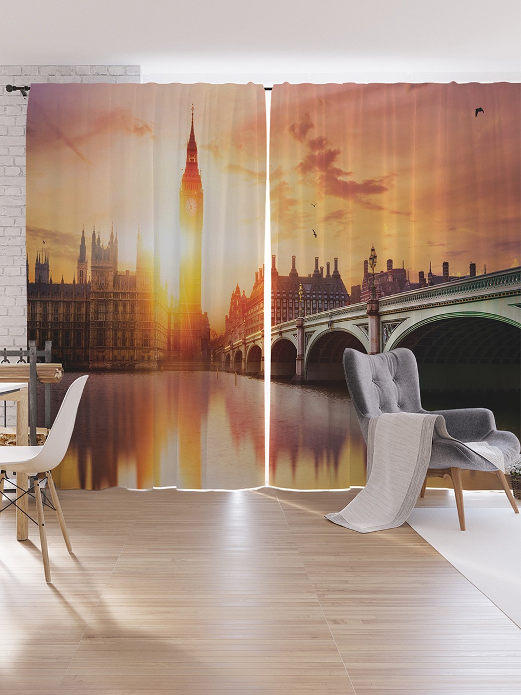 

Шторы под лён JoyArty "Лондонский закат", серия Oxford DeLux, 340х265 см, Лондонский закат