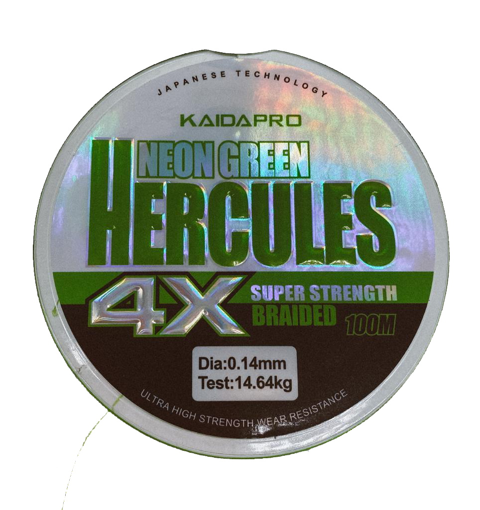

Леска плетеная Kaida Hercules 0,14 мм, 100 м, 14,64 кг, neon green, 1 шт., Hercules