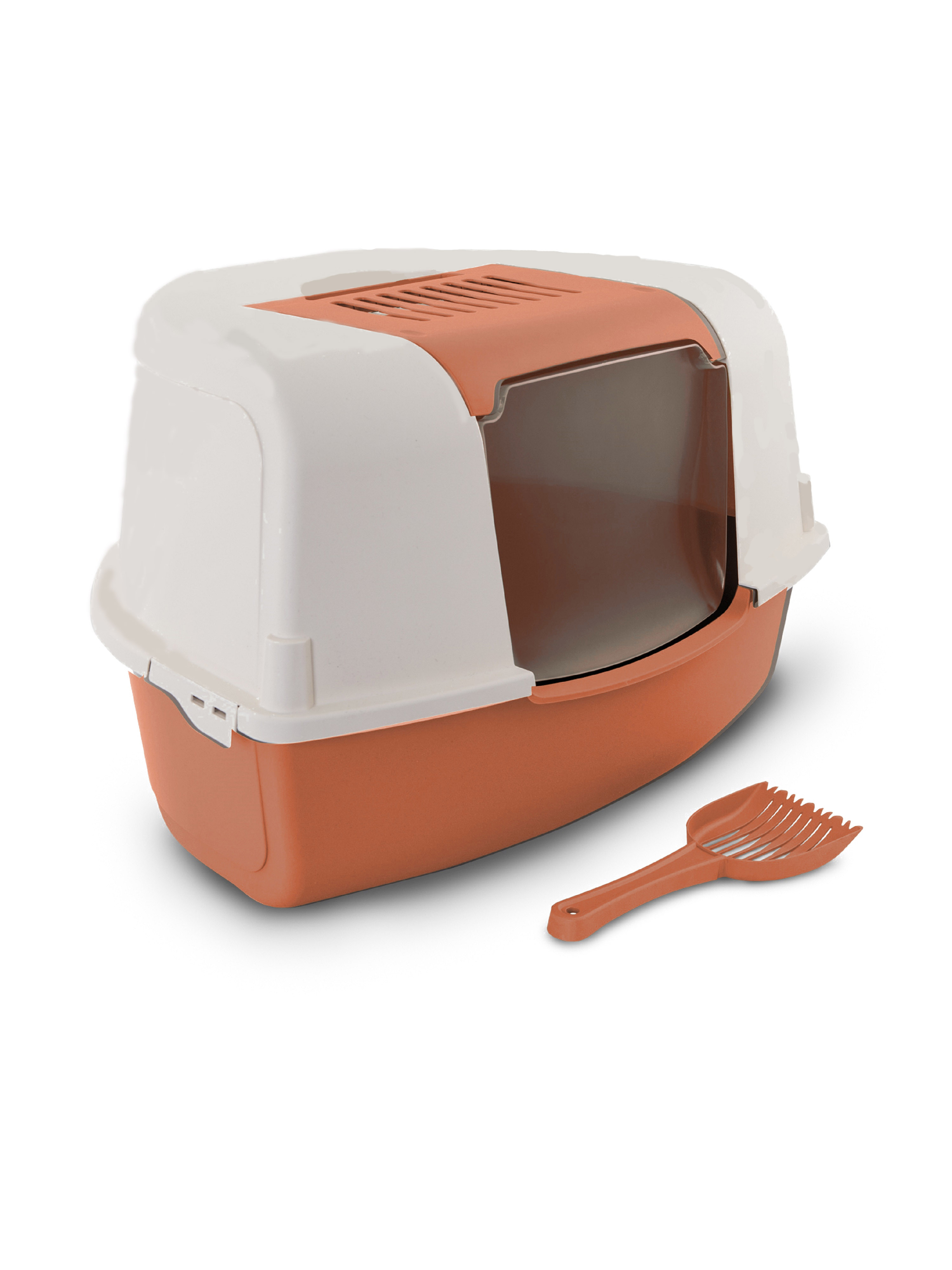 

Туалет для кошек Lilli Pet, угловой, оранжевый, белый, 47х38х58 см