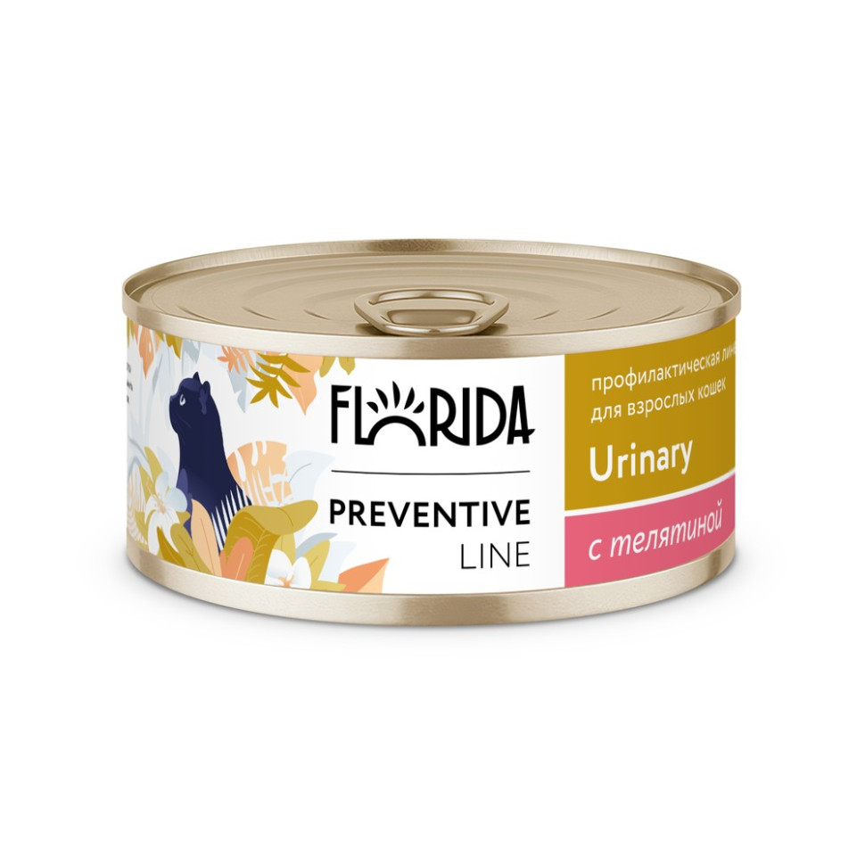 фото Влажный корм для кошек florida preventive line профилактика мкб с телятиной, 100 г x 24 шт