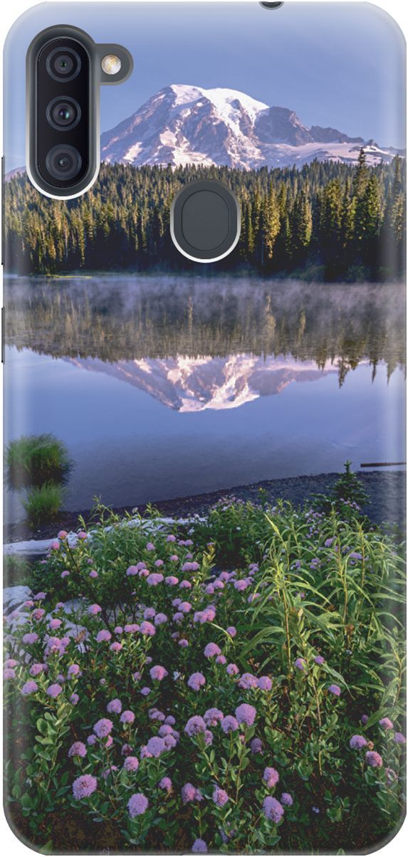 

Чехол на Samsung Galaxy A11/M11 с принтом "Дымка над горным озером", Голубой;зеленый, 2288