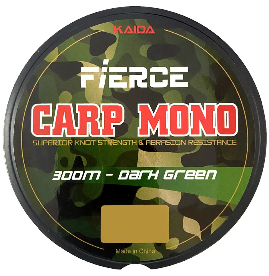 

Леска монофильная Kaida Fierce Carp Mono 0,25 мм, 300 м, 4,4 кг, dark green, 1 шт., Fierce Carp Mono