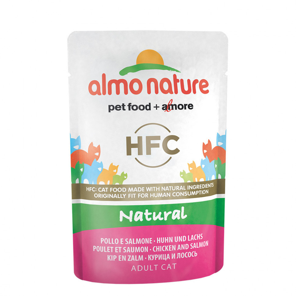 

Влажный корм для кошек Almo Nature Classic с курицей и лососем, 24шт по 55г