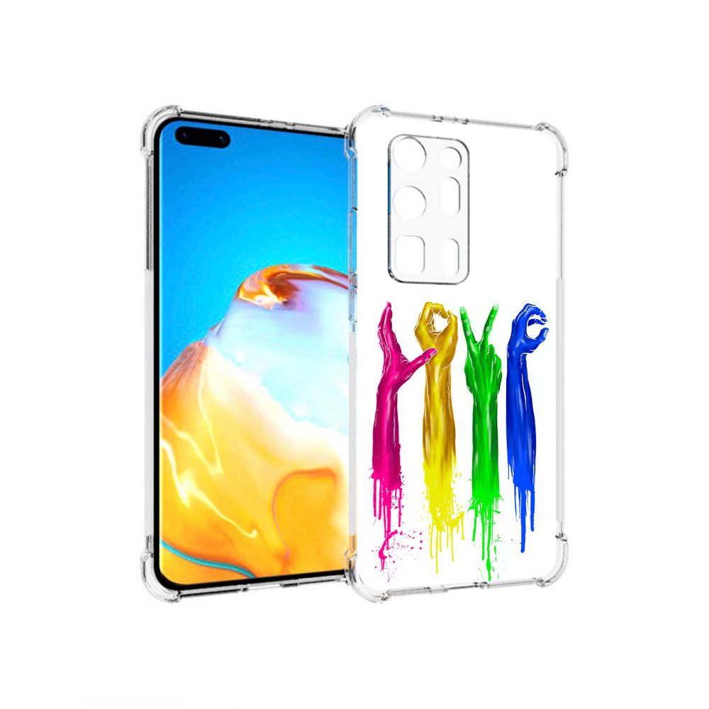 

Чехол MyPads Tocco для Huawei P40 Pro+ яркие руки love, Прозрачный, Tocco