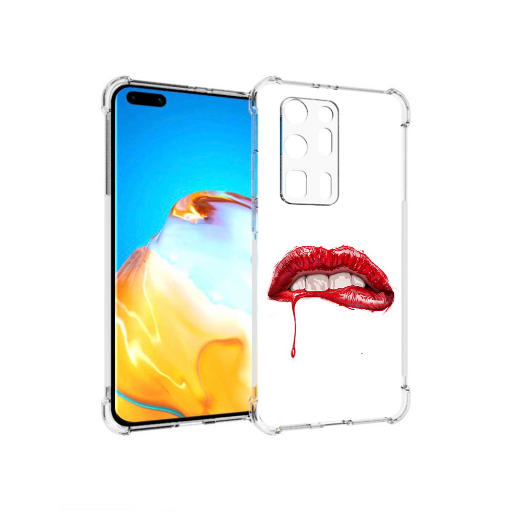 

Чехол MyPads Tocco для Huawei P40 Pro+ яркие красные губы, Прозрачный, Tocco