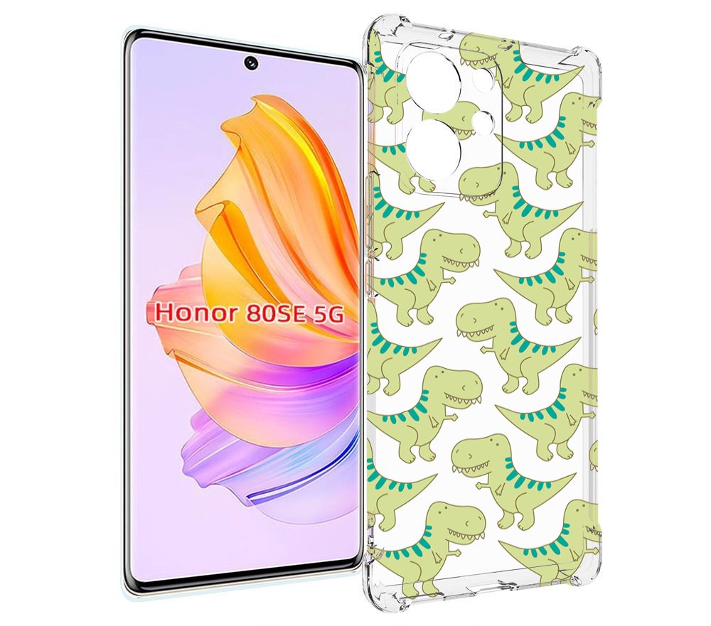 

Чехол MyPads зеленые-динозаврики для Honor 80 SE, Прозрачный, Tocco