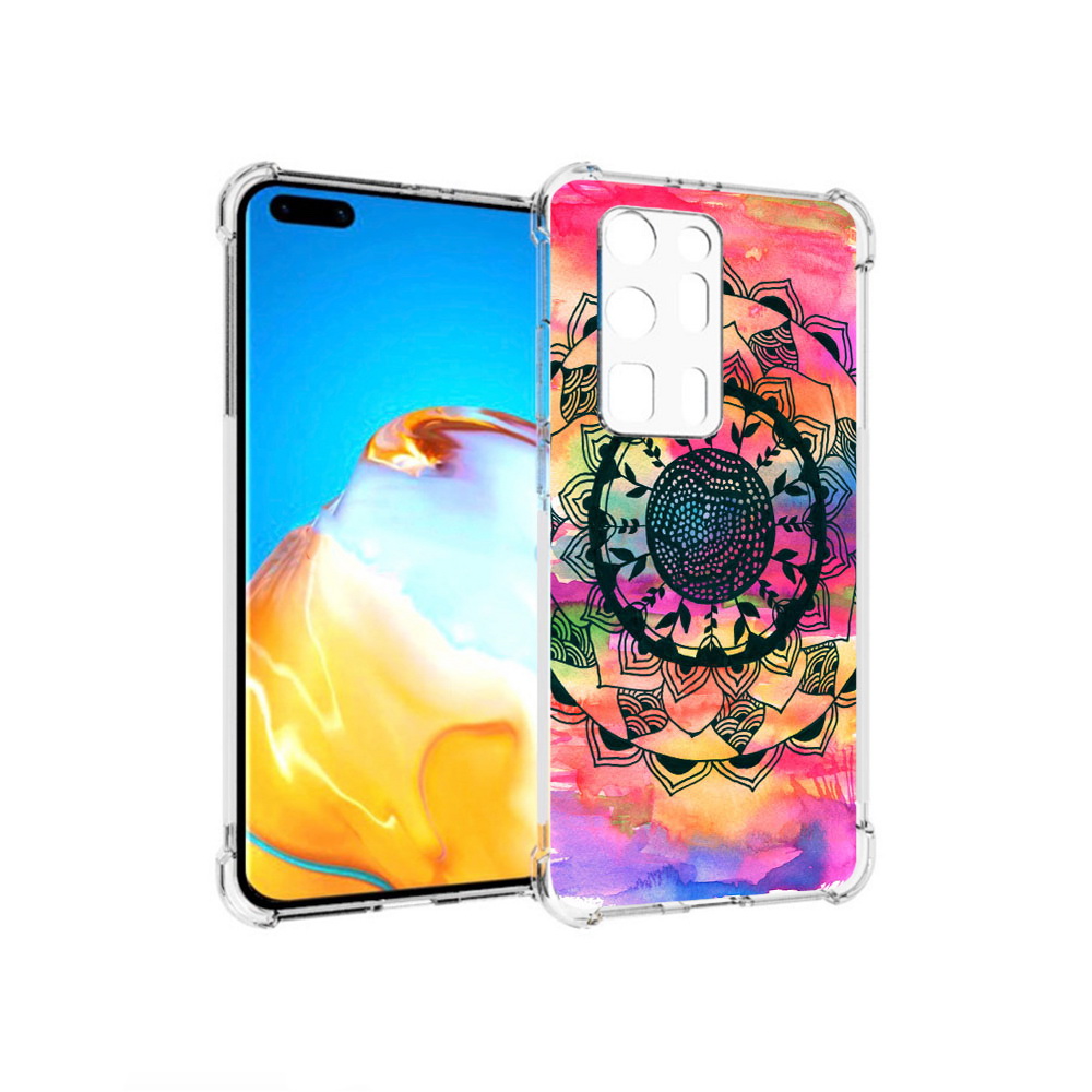 

Чехол MyPads Tocco для Huawei P40 Pro+ яркая абстракция круглый цветок, Прозрачный, Tocco