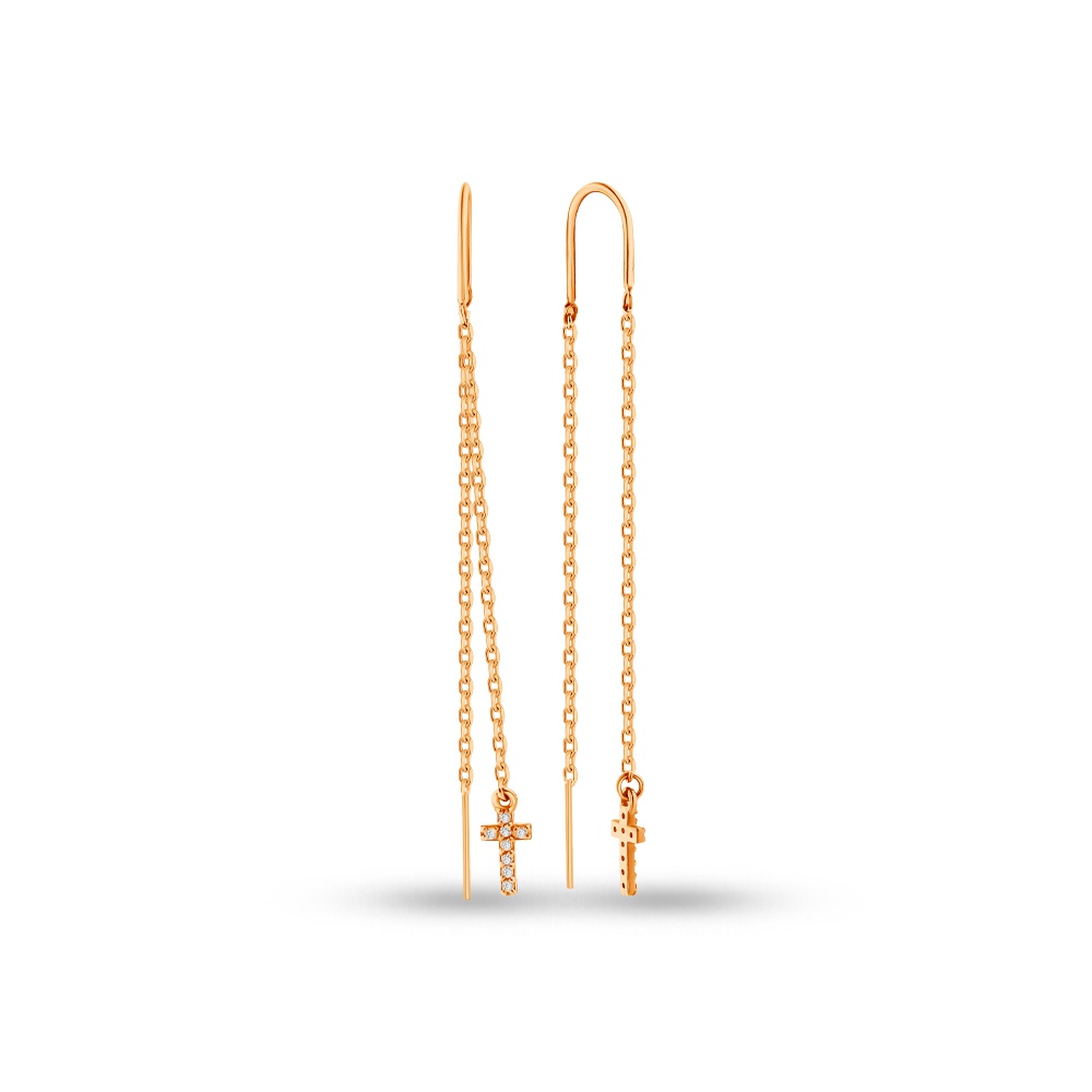 

Серьги продевки из серебра 585Gold 702010291, фианит, 702010291