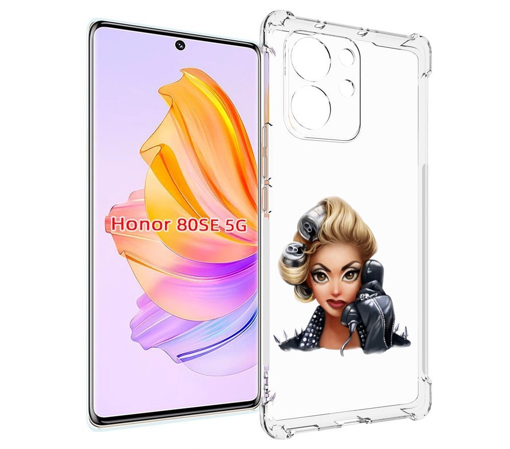 

Чехол MyPads девушка-смайлик-с-телефоном женский для Honor 80 SE, Прозрачный, Tocco