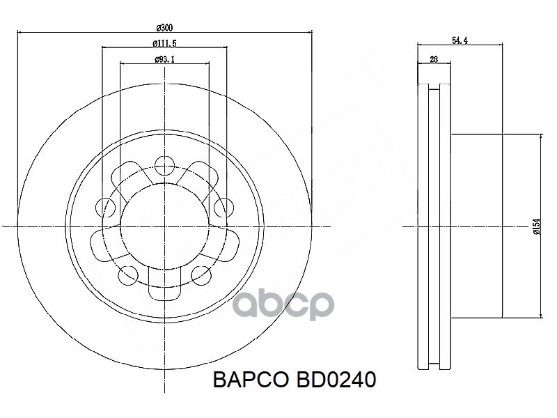 

Диск Тормозной Передний Вентилируемый Bd0240 , BAPCO арт. BD0240