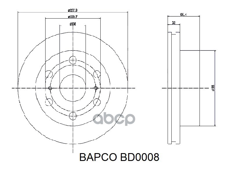 

Диск Тормозной Передний Вентилируемый Bd0008, BAPCO арт. BD0008